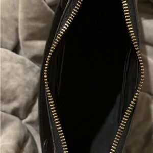 Black Leather Bag with Gold Zipper